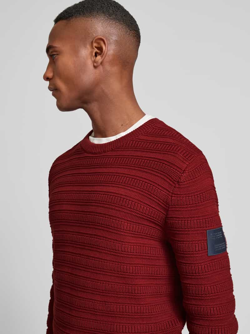 Tom Tailor Regular fit gebreide pullover van puur katoen met breipatroon