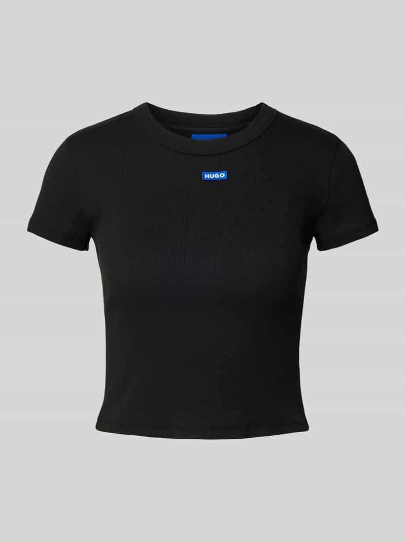 Hugo Blue Kort T-shirt met labelpatch model 'Baby Tee'