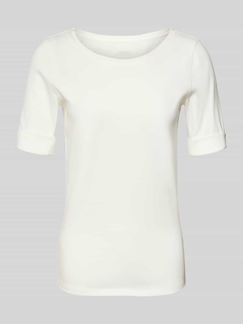Marc Cain Regular fit T-shirt met zijde en mouwen met omslag
