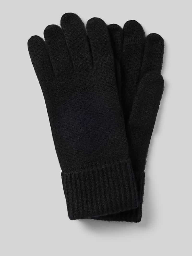 Handschoenen van puur kasjmier met geribde boorden