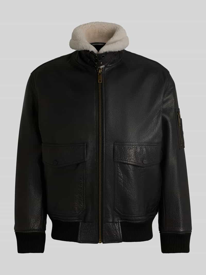 HUGO Regular fit leren jack in Aviator-stijl model 'LORAN'