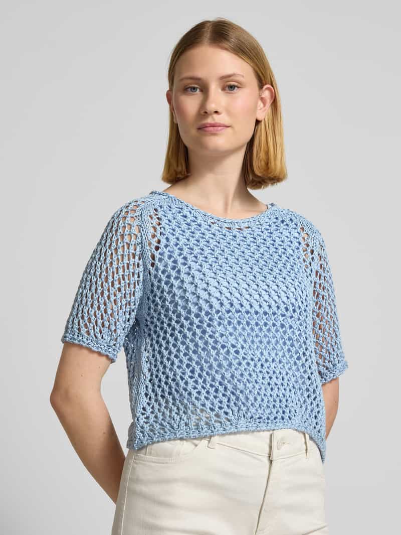 monari Gebreid shirt met ajourpatroon