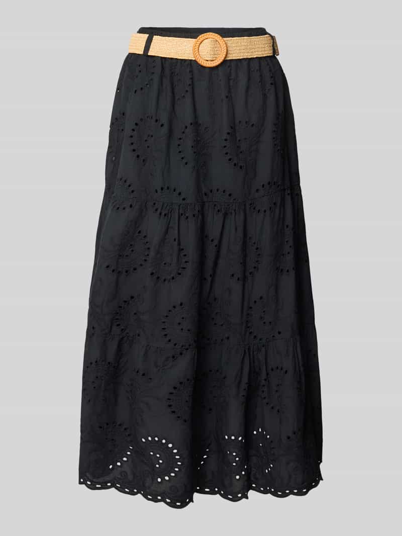 ZABAIONE Midirok met broderie anglaise en riem