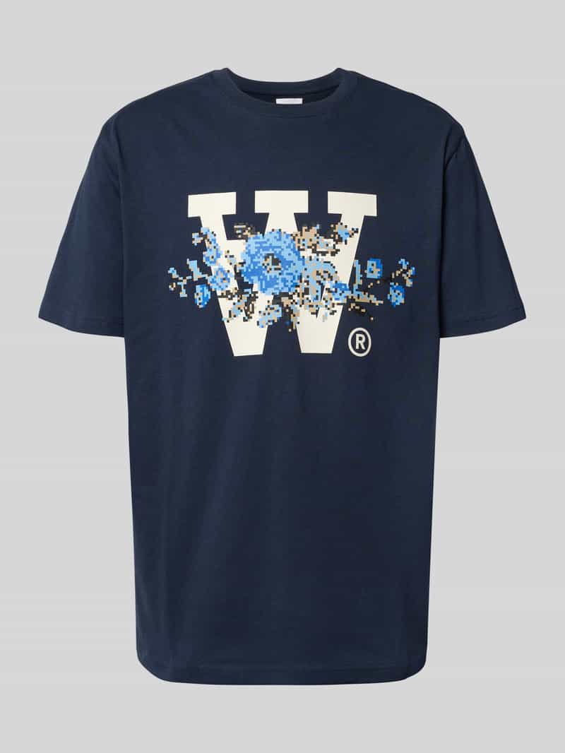 Wood T-shirt met motief- en logoprint model 'Ace'