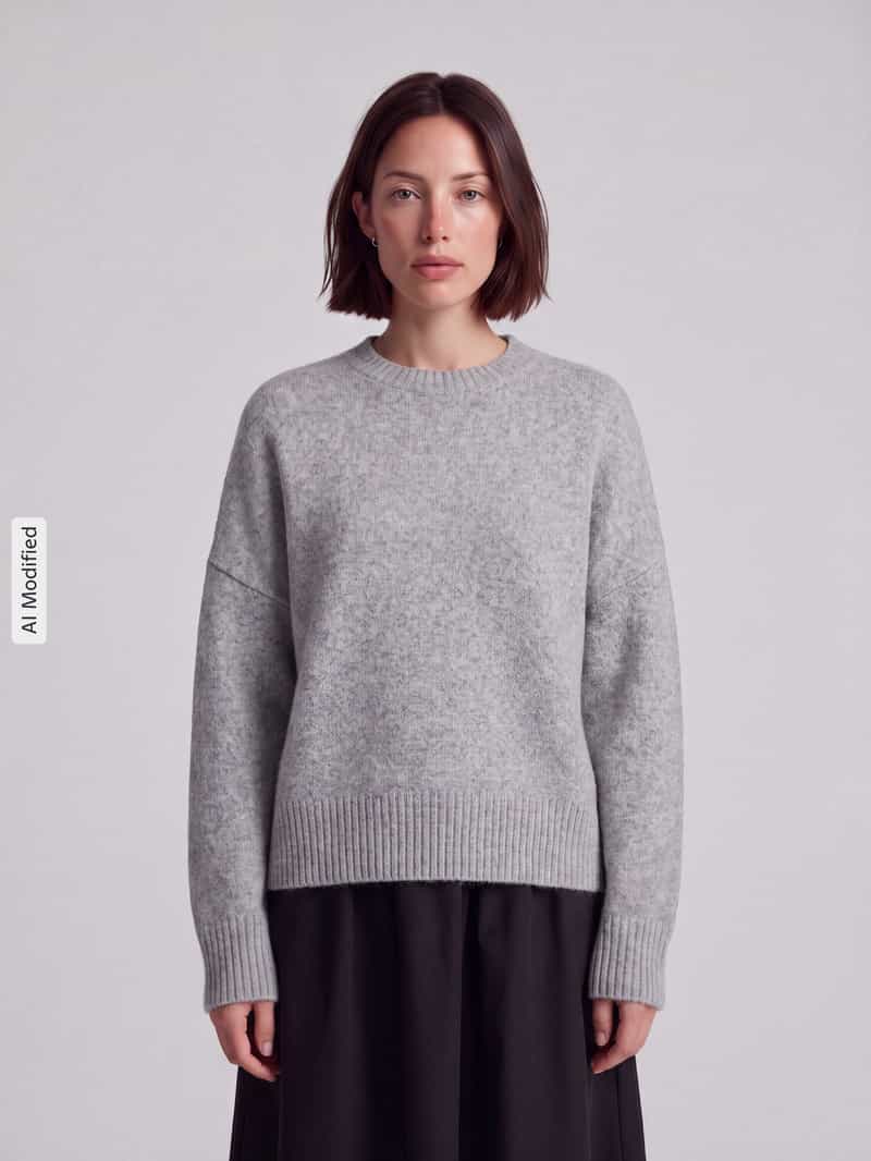 Vero Moda oversized pullover met wol model 'BOOM' light grey melange, foto 3