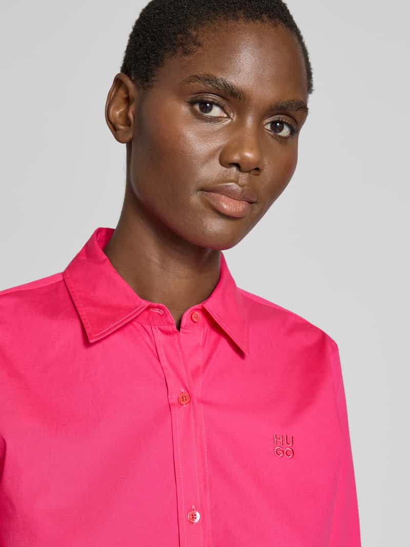 HUGO Regular fit overhemdblouse met labelstitching model 'THE ESSENTIAL'