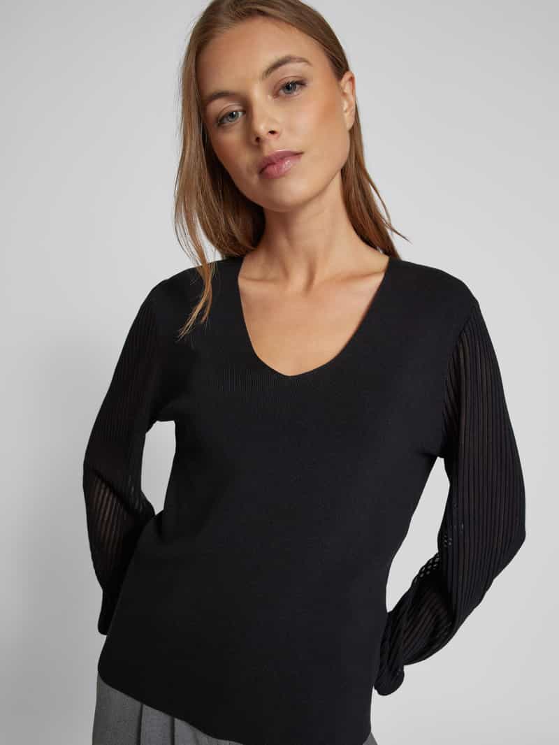 s.Oliver BLACK LABEL Regular fit shirt met lange mouwen van viscosemix met semi-transparante mouwen