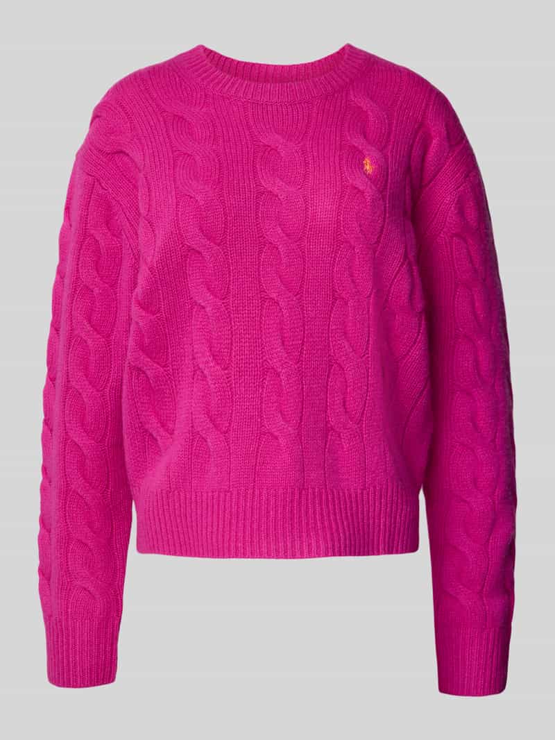 Polo Ralph Lauren Gebreide pullover van een mix van katoen en kasjmier met kabelpatroon