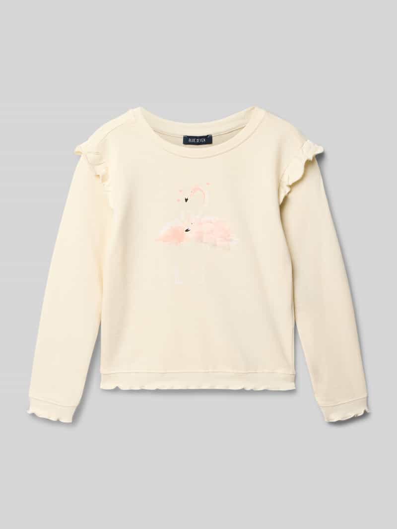 sweatshirt met ruches en ronde hals