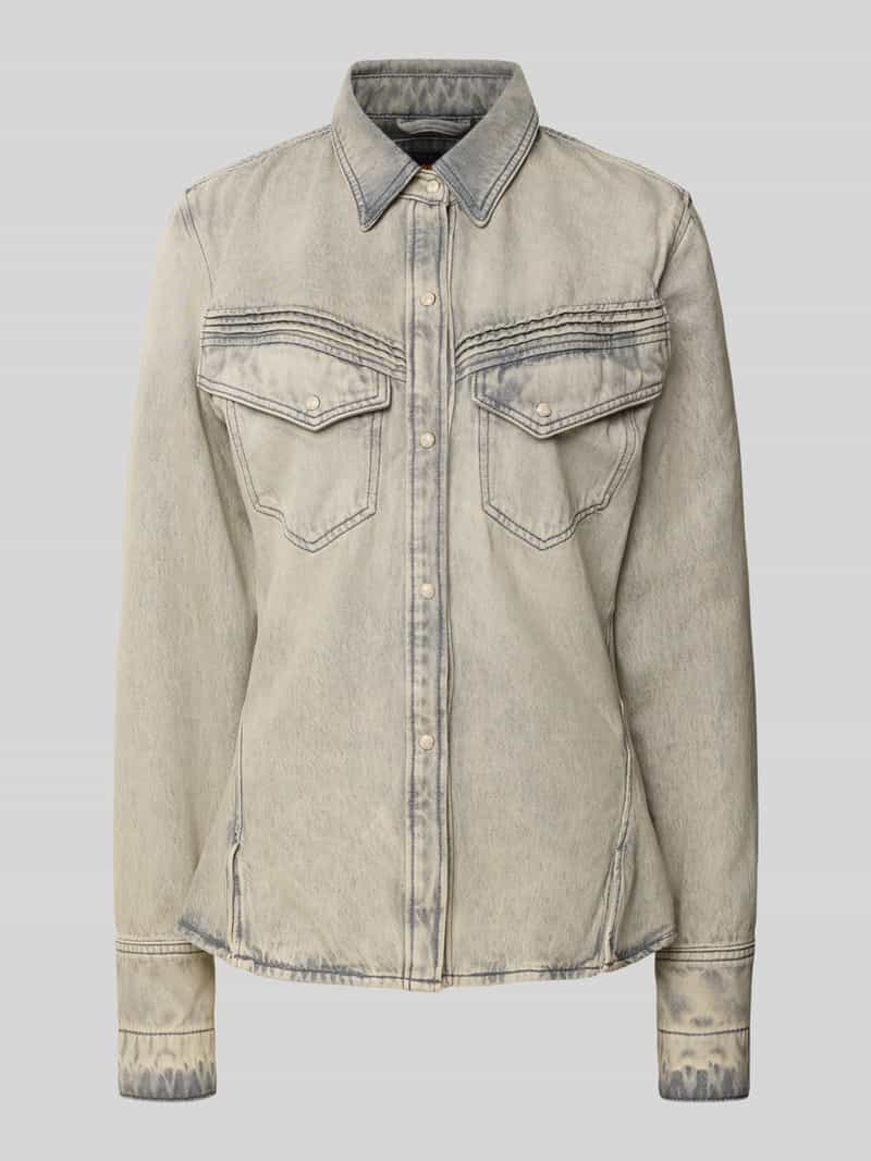 Boss Orange Slim fit jeansoverhemd van een mix van katoen en lyocell