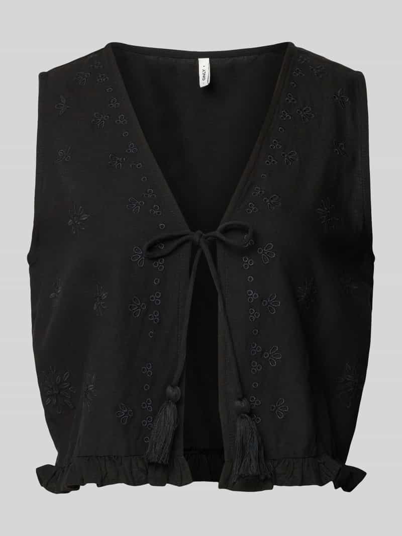 Only Regular fit linnen gilet met borduursels