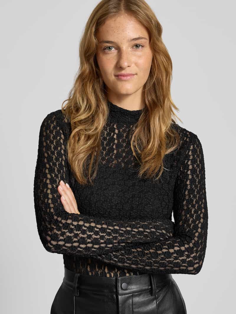 bardot Body met opstaande kraag en ritssluiting aan de achterkant