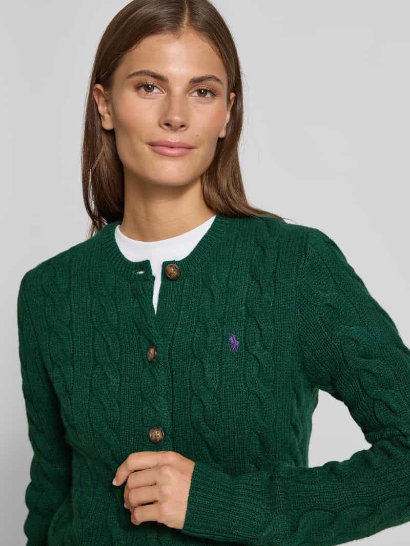 Polo Ralph Lauren Gebreid jack van een mix van linnen en kasjmier met kabelpatroon