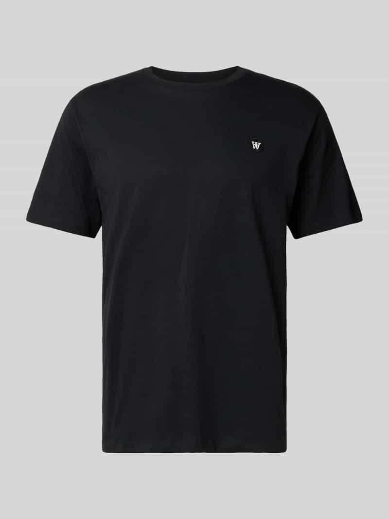 Wood T-shirt met labelstitching en ronde hals