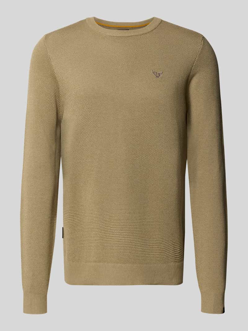 PME Legend Gebreide pullover met ronde hals en labelstitching