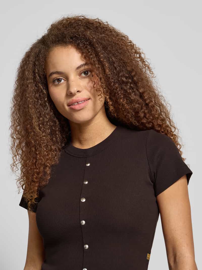 G-Star Raw Kort T-shirt met knoopsluiting model 'Heritage'