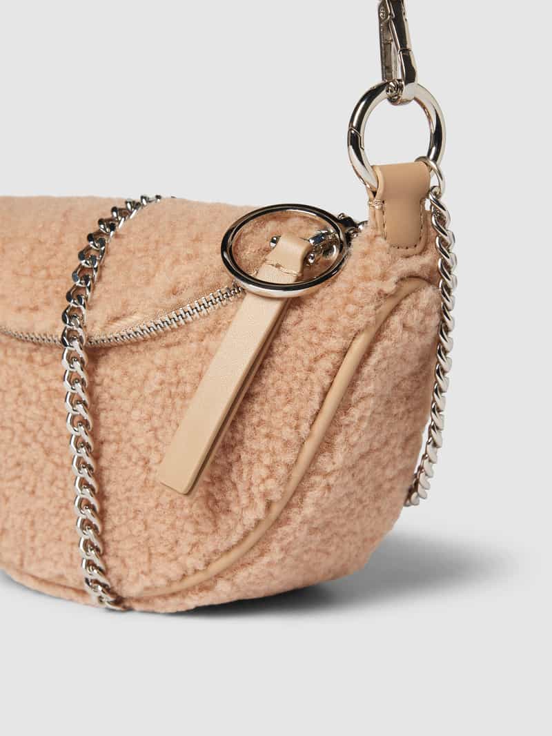Seidenfelt Schoudertas met labeldetail model 'Hellvi'