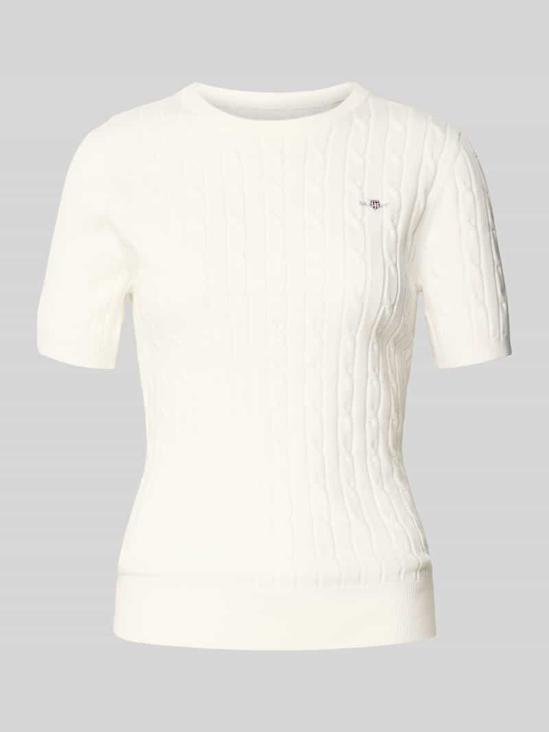 Gant Gebreid shirt met ronde hals en logostitching