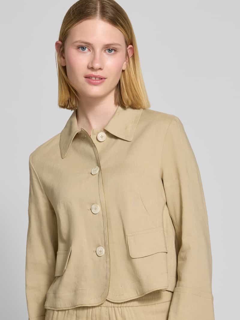 Marc Cain Regular fit blazer van linnenmix met knoopsluiting