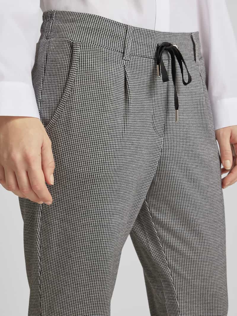 Tom Tailor Regular fit stoffen broek met pied-de-poule-motief en tunnelkoord