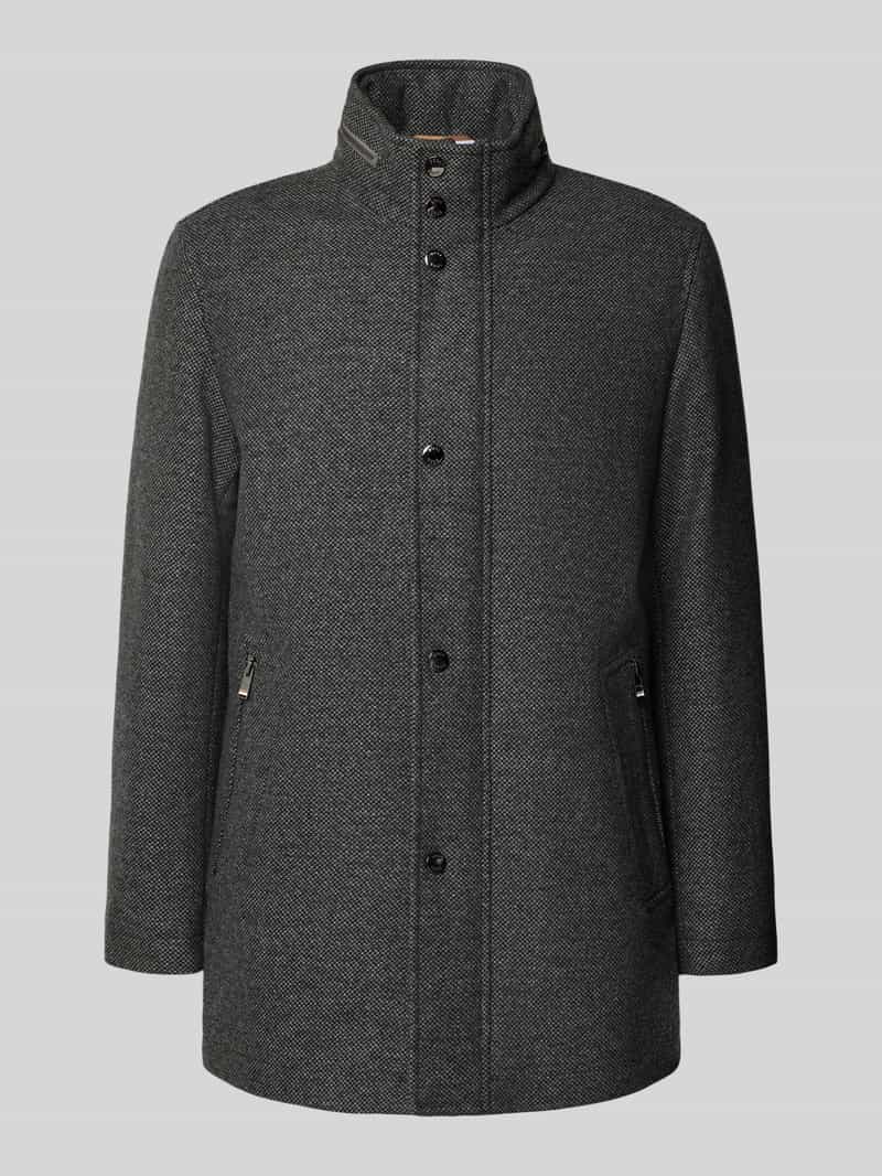 Boss Regular fit wollen lange jas met opbergbare capuchon model 'CAMRON'