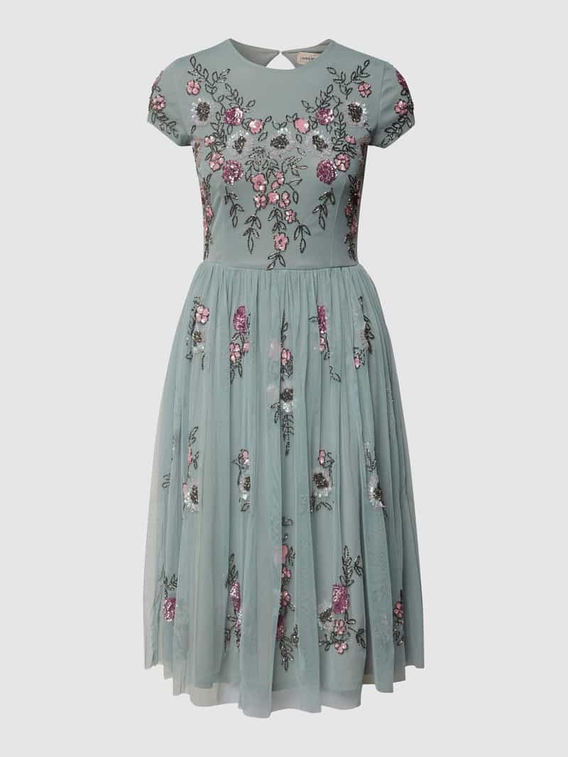 Lace & Beads Knielange cocktailjurk met pailletten