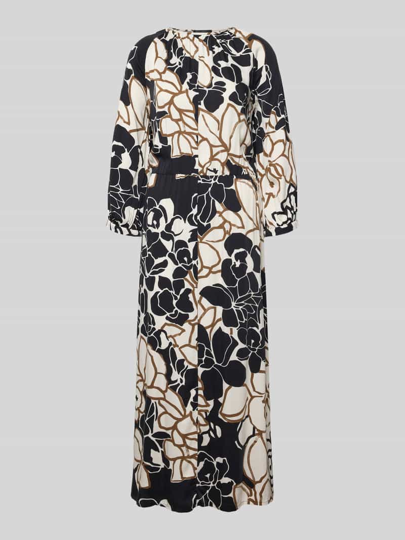 midi-jurk van zuivere viscose met florale all-over print