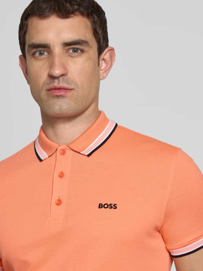 BOSS Green Regular fit poloshirt met labelstitching model 'PADDY'