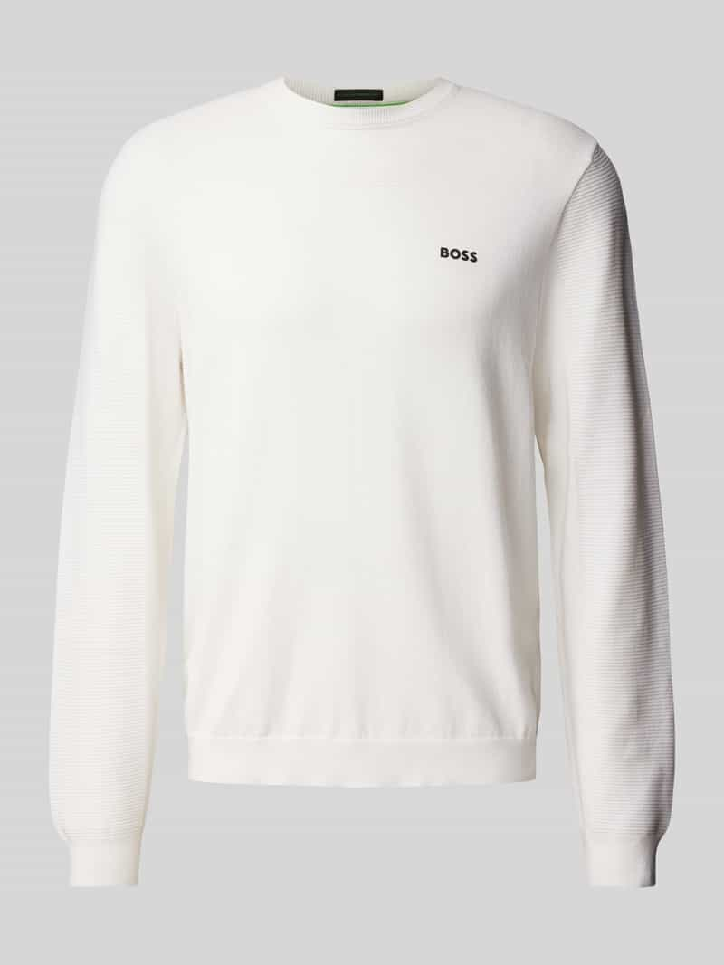 BOSS Green Gebreide pullover met labelprint, model 'Momentum'