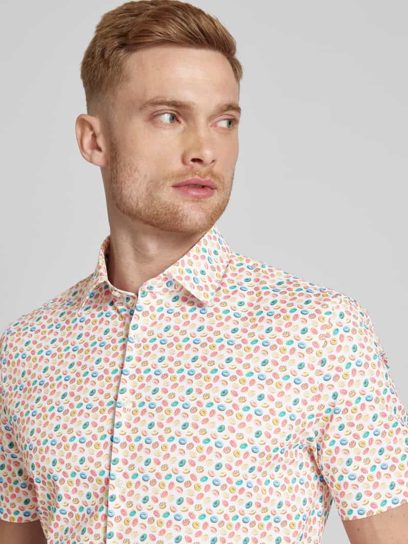 Jake*s Slim fit zakelijk overhemd met all-over motiefprint