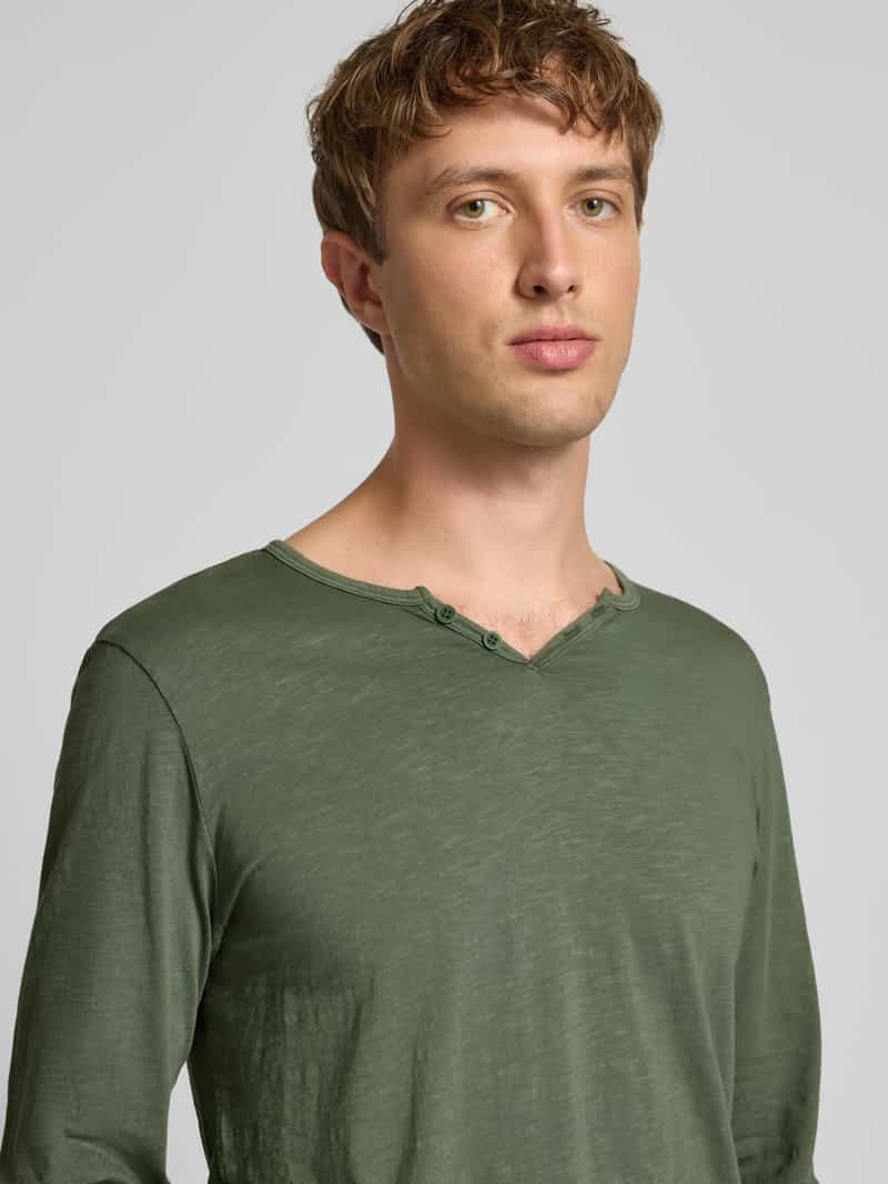 Blend Shirt met lange mouwen en korte knoopsluiting model 'IVALDE'