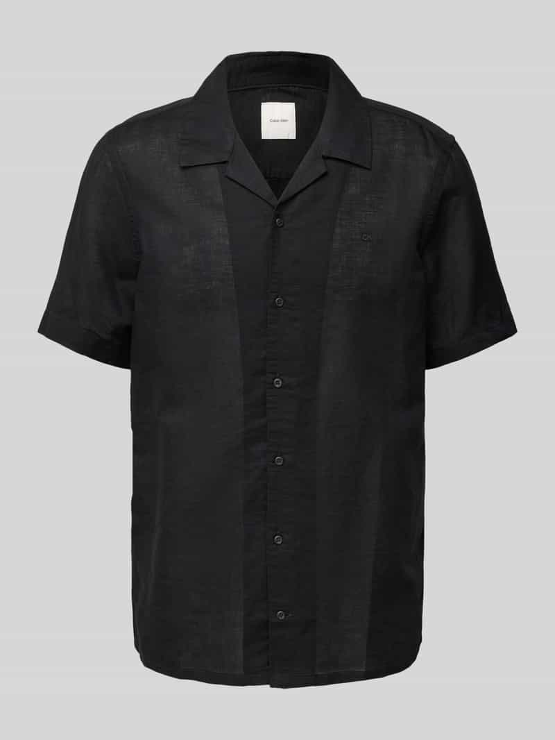 CK Calvin Klein Regular fit linnen overhemd met reverskraag