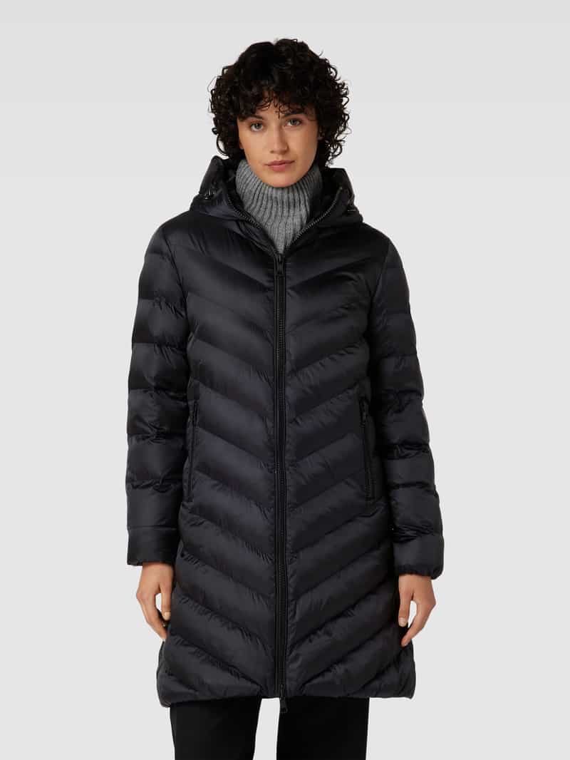 Gewatteerde lange jas met capuchon, model 'IBEN' COMO NO 1