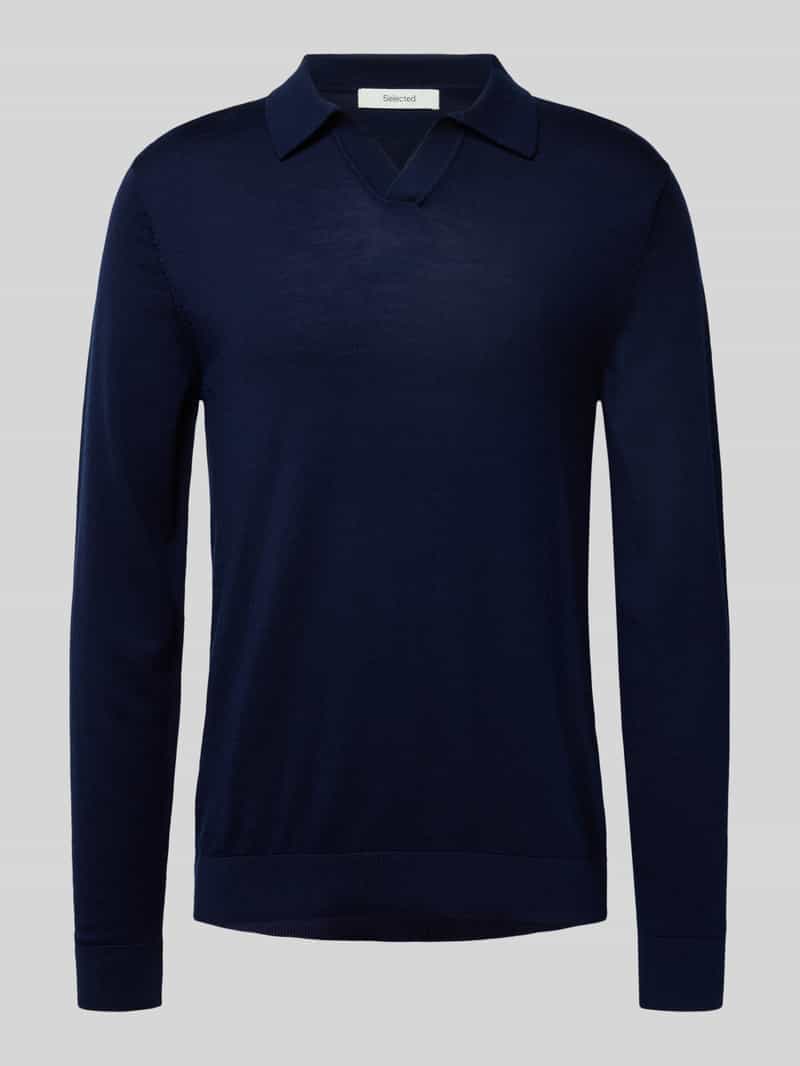Selected Homme Regular fit poloshirt van zuivere wol model 'TRAY'