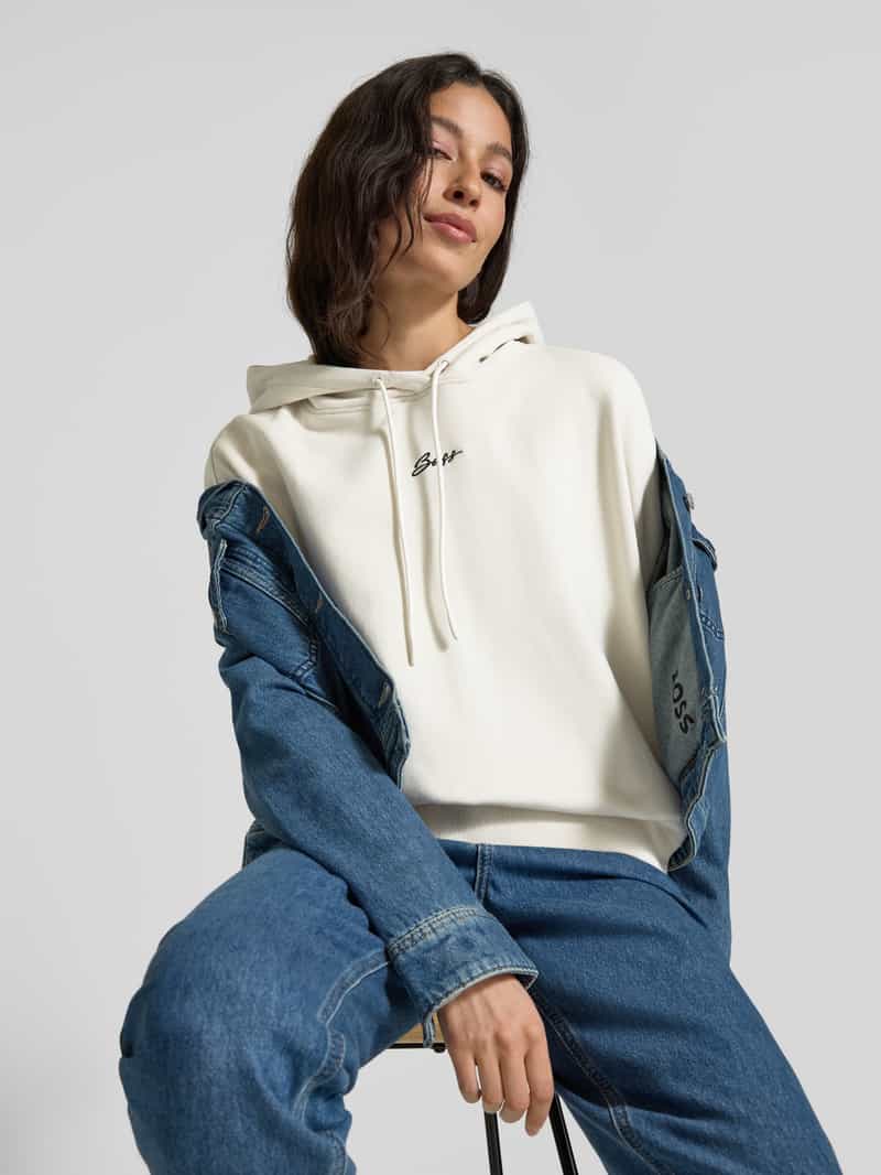 Boss Orange Hoodie met labelstitching model 'Ehoody'
