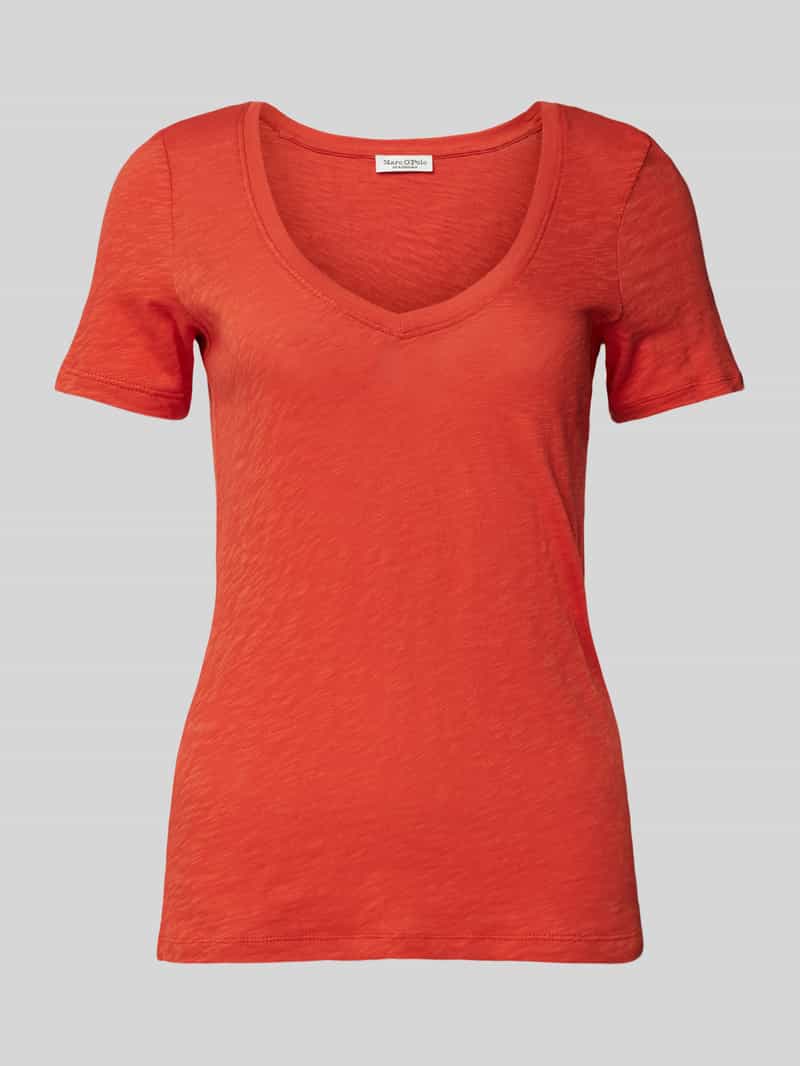 Marc O'Polo Slim fit T-shirt van puur katoen met V-hals