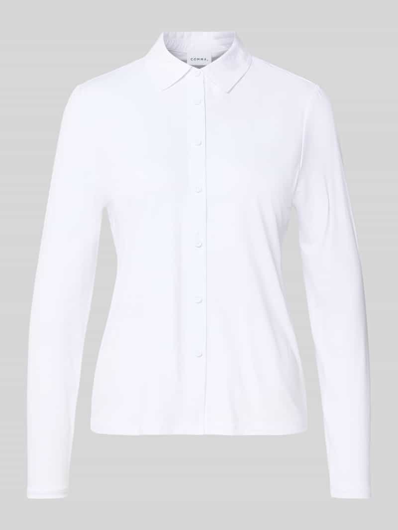 comma Slim fit poloshirt met doorknoopsluiting