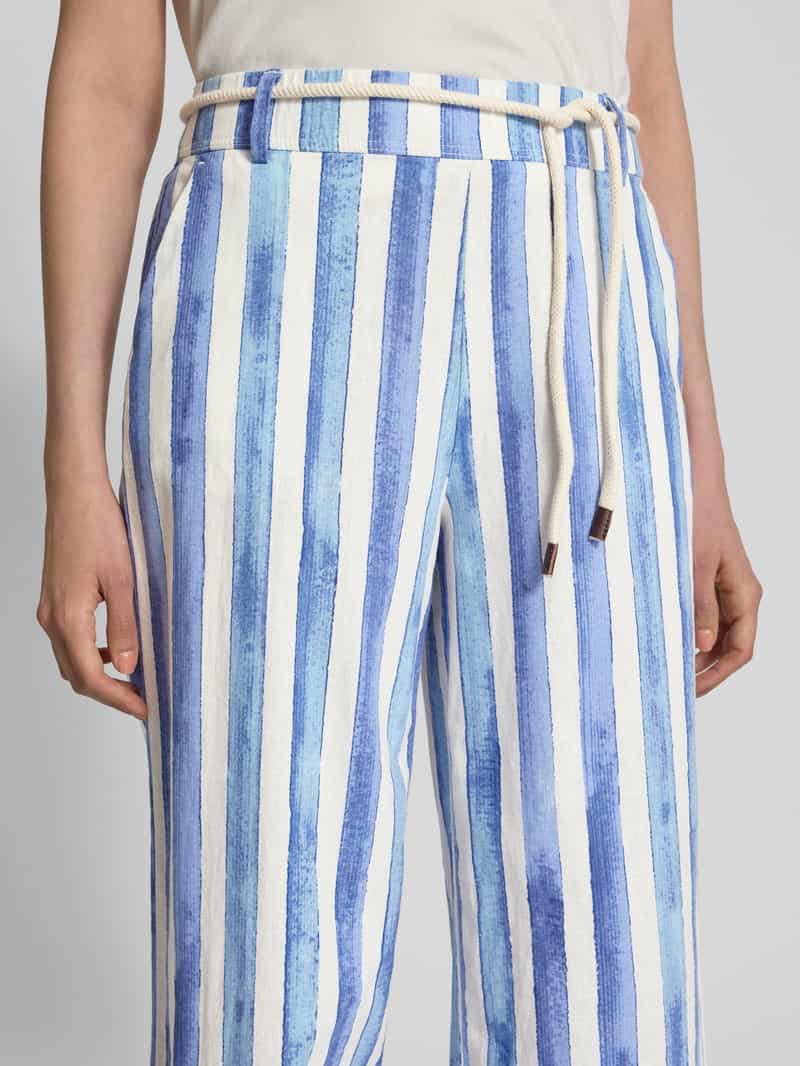 Christian Berg Woman Wide leg linnen broek met strikceintuur