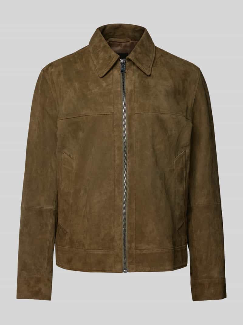 Boss Leren jack met kentkraag model 'Malbano'