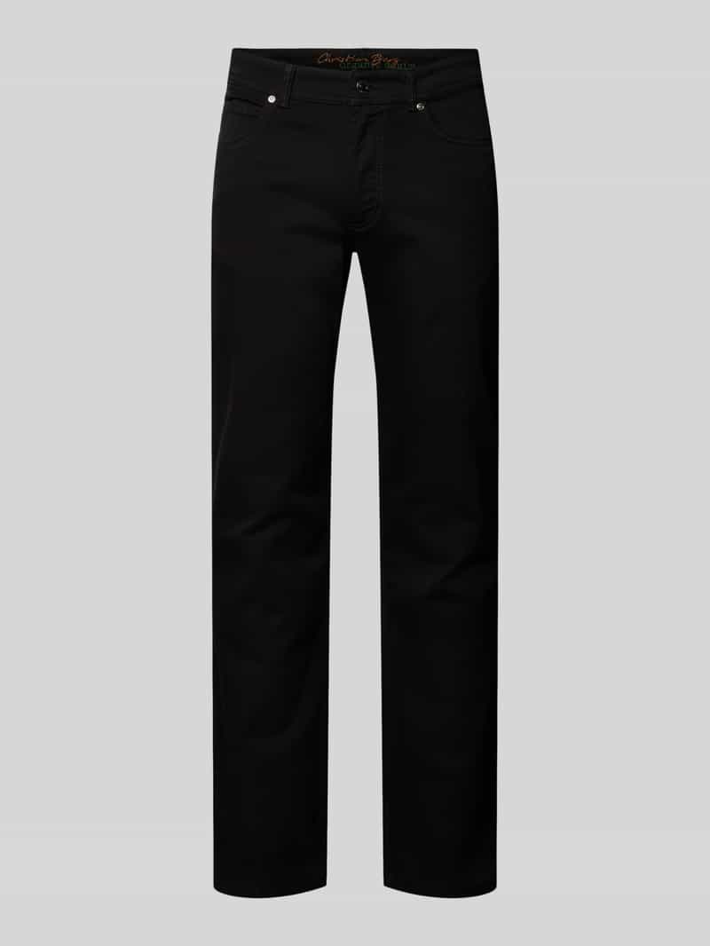 Christian Berg Men Straight fit jeans met contrastnaden van biologische katoenmix