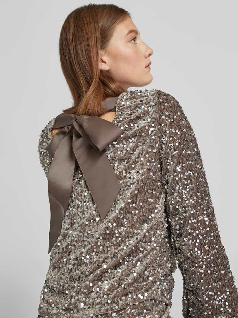 Pieces Regular fit blouse met lange mouwen en strik model 'KAM'