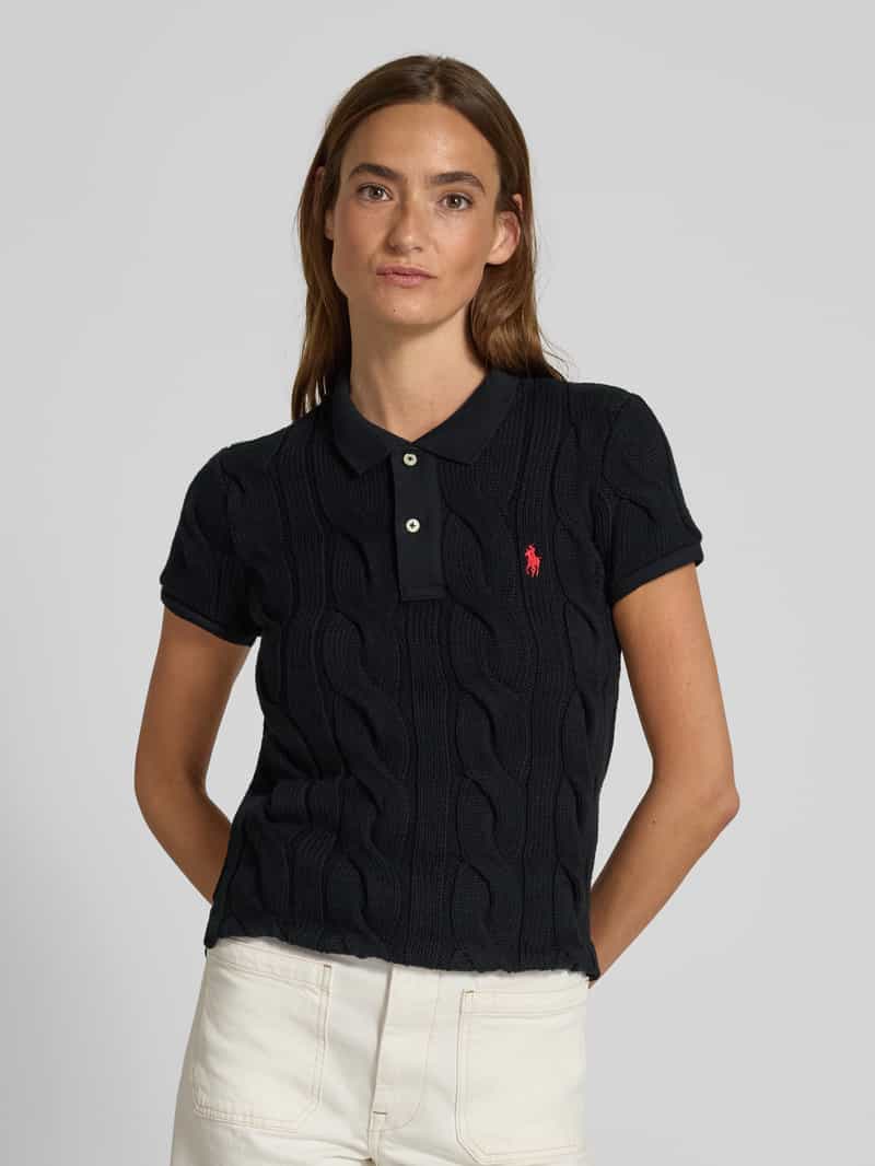 Polo Ralph Lauren Regular fit poloshirt met kabelpatroon en logostitching