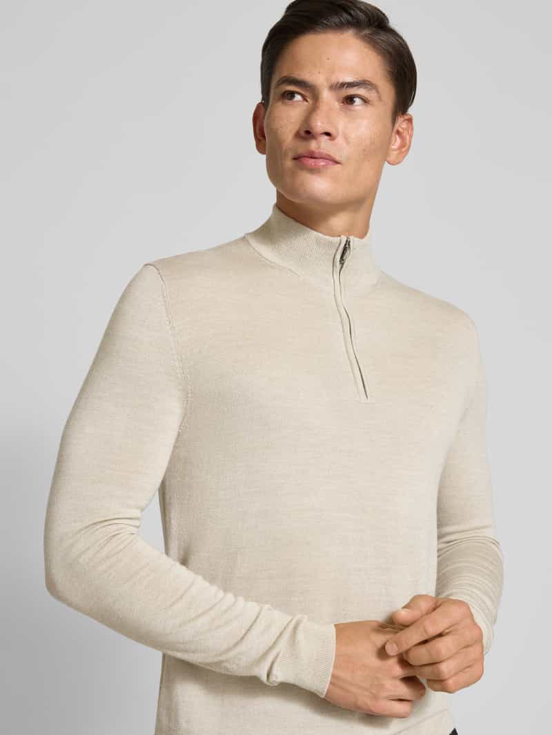 Profuomo Wollen pullover met schipperskraag