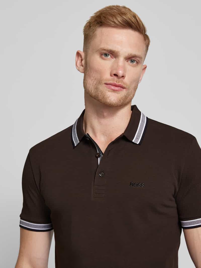 BOSS Green Regular fit poloshirt met labelstitching model 'PADDY'