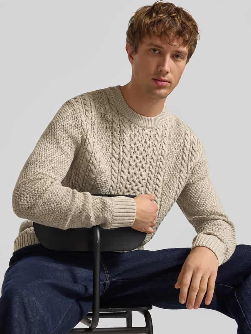 jack & jones Gebreide pullover met ribboorden model 'PAUL'