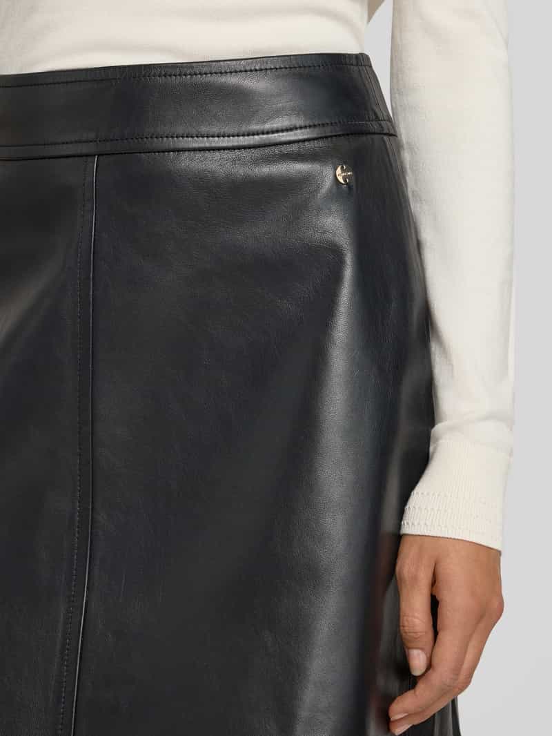 Marc Cain Minirok in leerlook met naadritssluiting