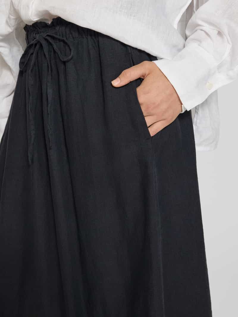 Selected Femme Uitlopende midirok van puur linnen model 'INNA'