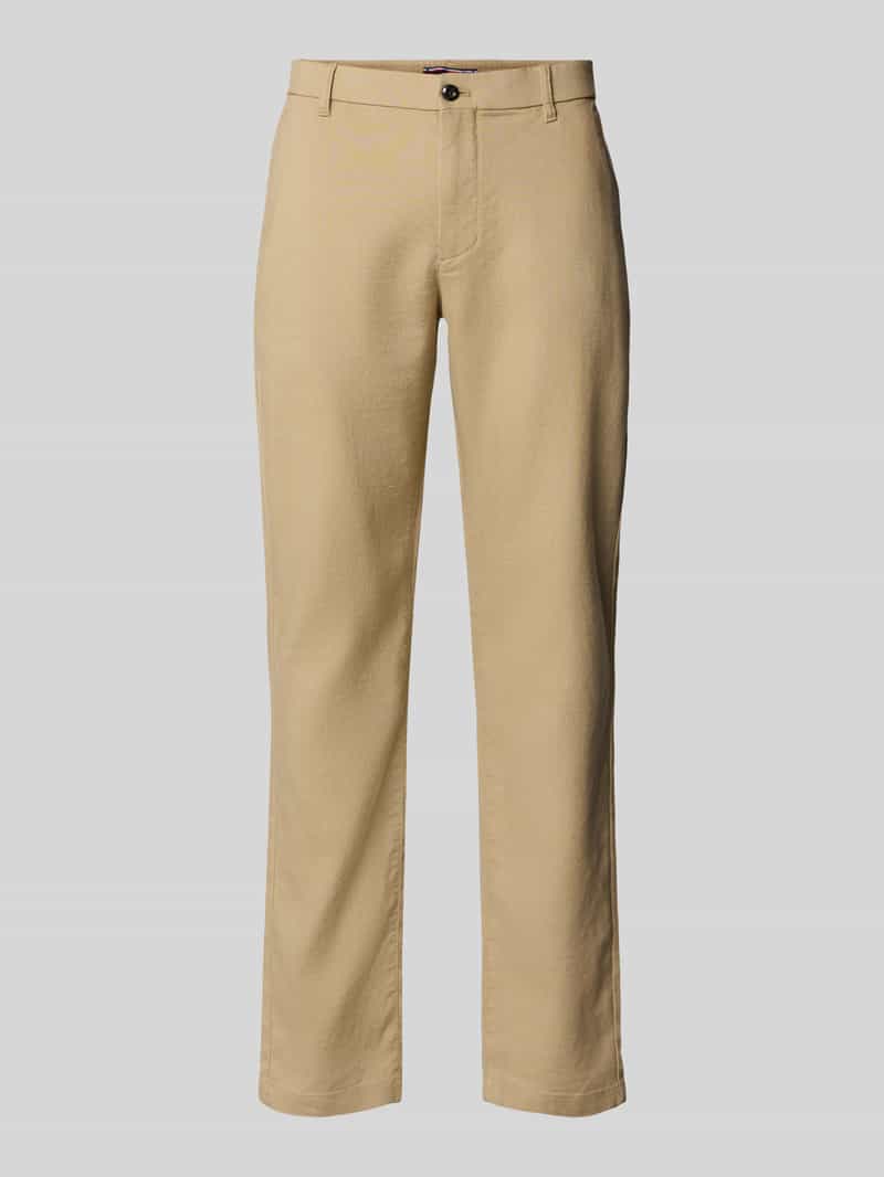 regular fit linnenbroek met logostitching model 'Denton'