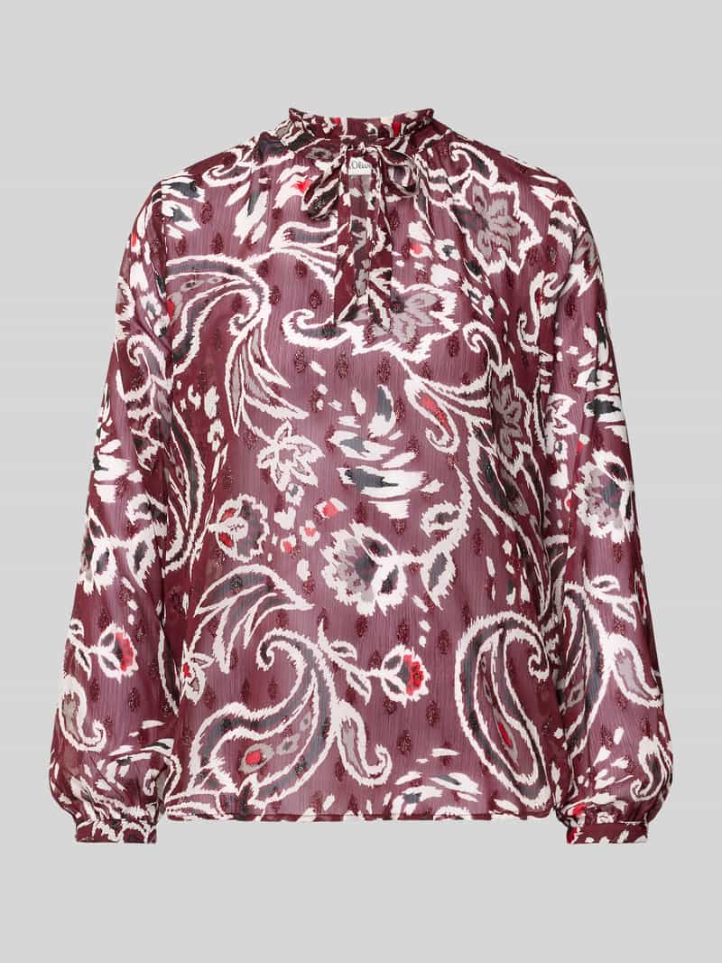 s.Oliver RED LABEL Regular fit blouse met lange mouwen en all-over motief