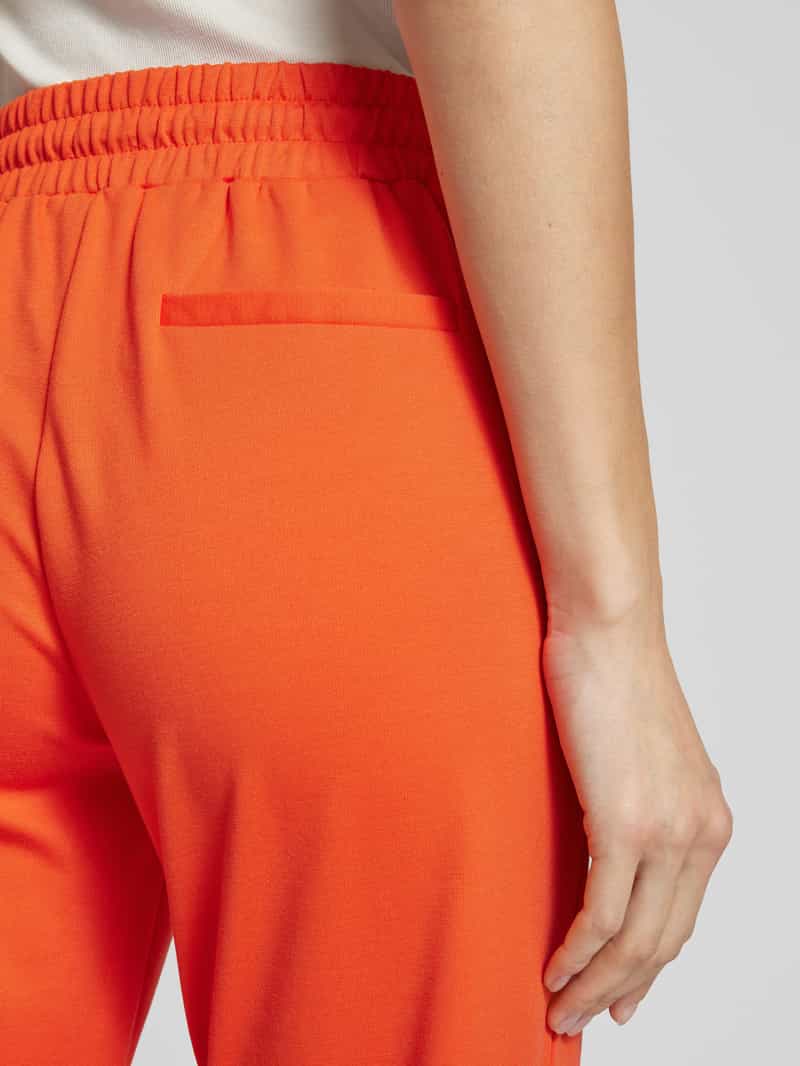 Ichi Slim fit bandplooibroek met elastische band model 'KATE'